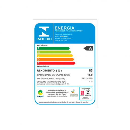 Aquecedor a Gás LZ1600DE GLP Branco Lorenzetti
